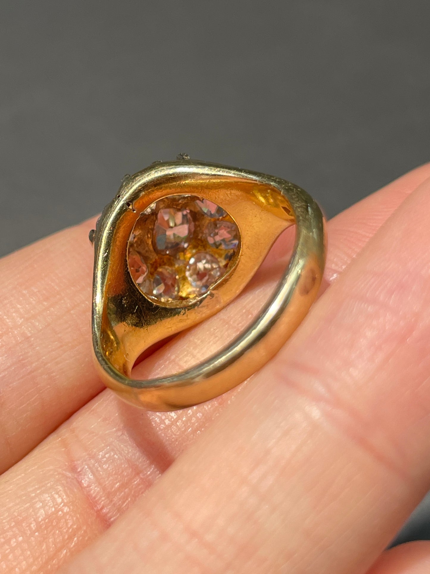 Antique 18K Gold 2.25 CTW Diamond Cluster Ring