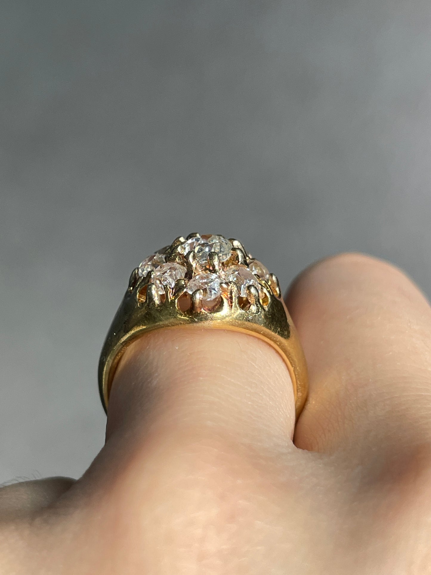 Antique 18K Gold 2.25 CTW Diamond Cluster Ring