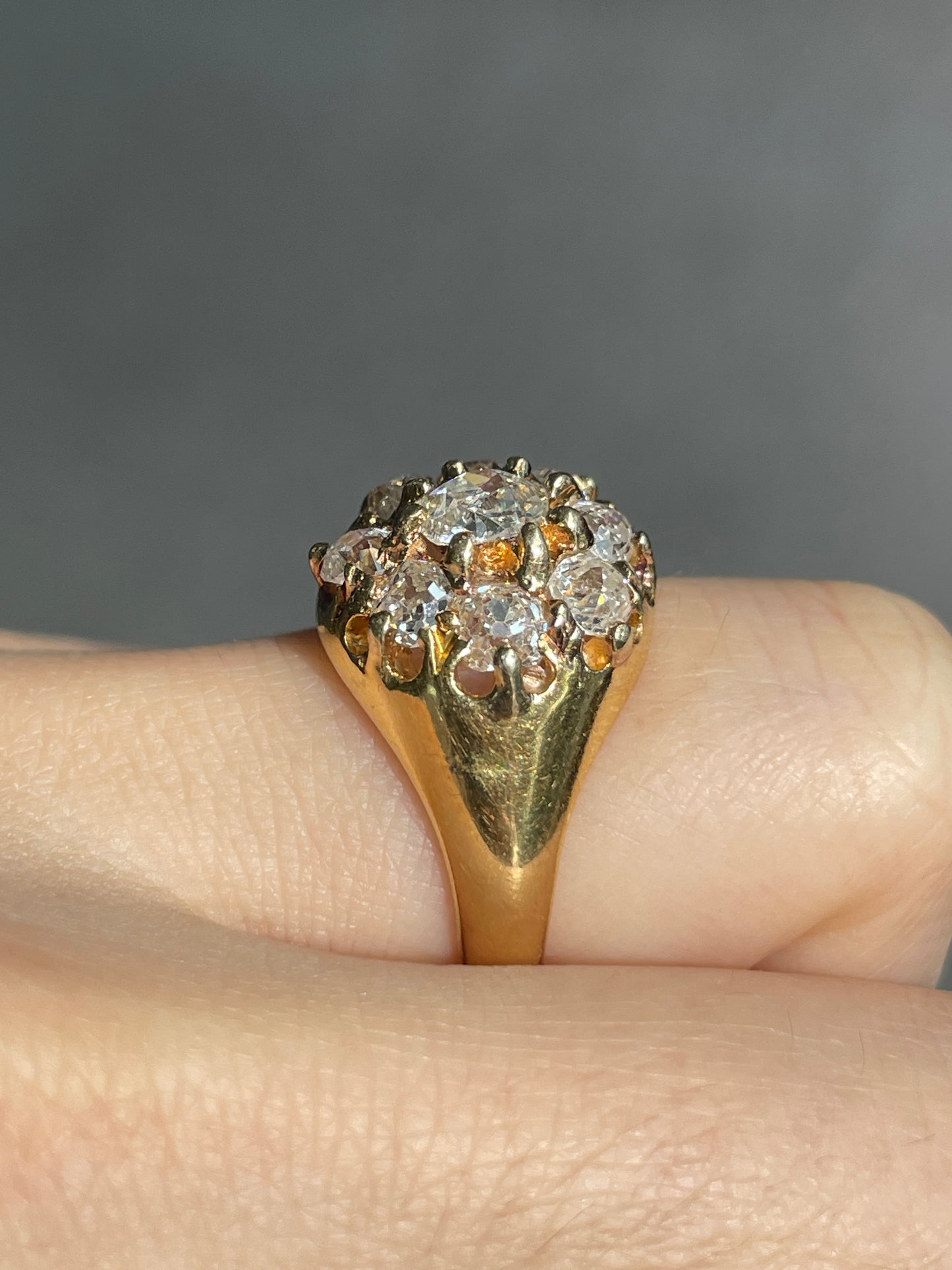 Antique 18K Gold 2.25 CTW Diamond Cluster Ring