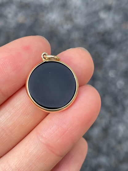 14K Gold Aries Onyx Charm
