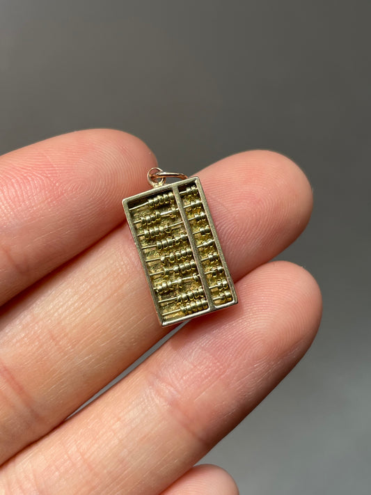 Vintage 14K Yellow Gold Mini Abacus Charm Pendant