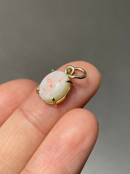 14K Gold Australian Opal Charm Pendant