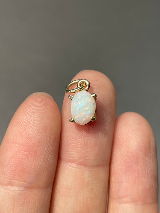 14K Gold Australian Opal Charm Pendant
