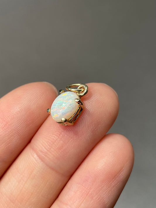 14K Gold Australian Opal Charm Pendant