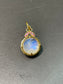 18K Yellow Gold Moonstone Pink Sapphire Motif Charm Pendant