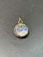 18K Yellow Gold Moonstone Amethyst Crescent Charm Pendant