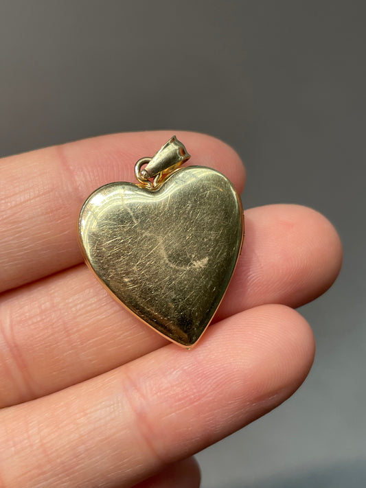Vintage 14K Yellow Gold Medium Heart Locket Charm Pendant