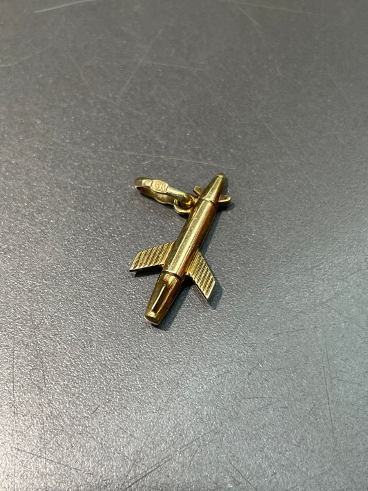 Vintage 14K Yellow Gold Space Ship Charm Pendant