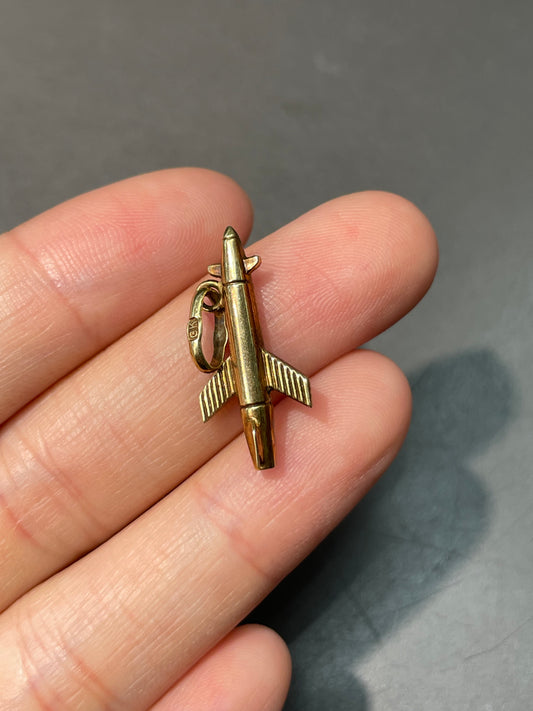 Vintage 14K Yellow Gold Space Ship Charm Pendant