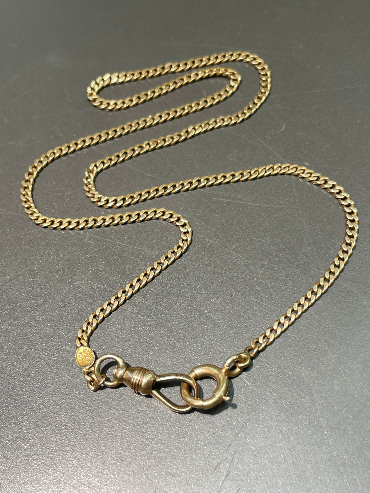 Vintage 14K Gold Curb Link Watch Chain