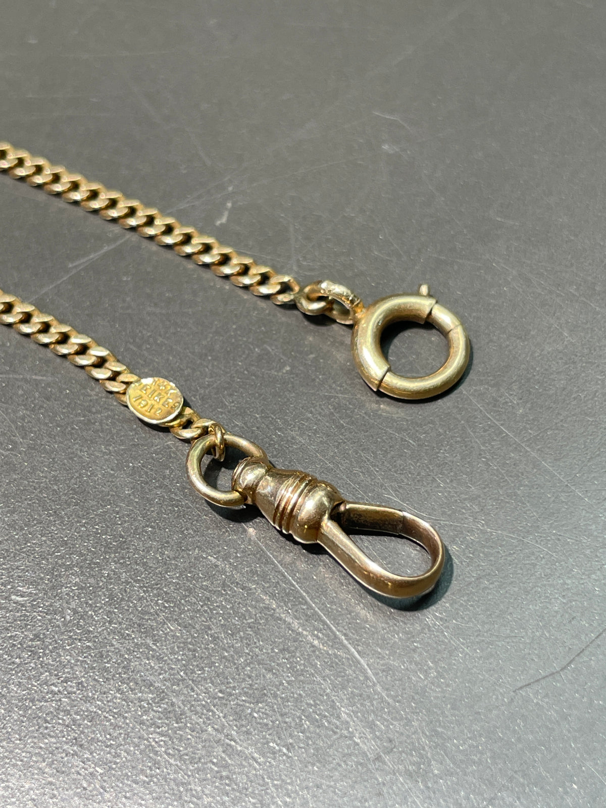 Vintage 14K Gold Curb Link Watch Chain