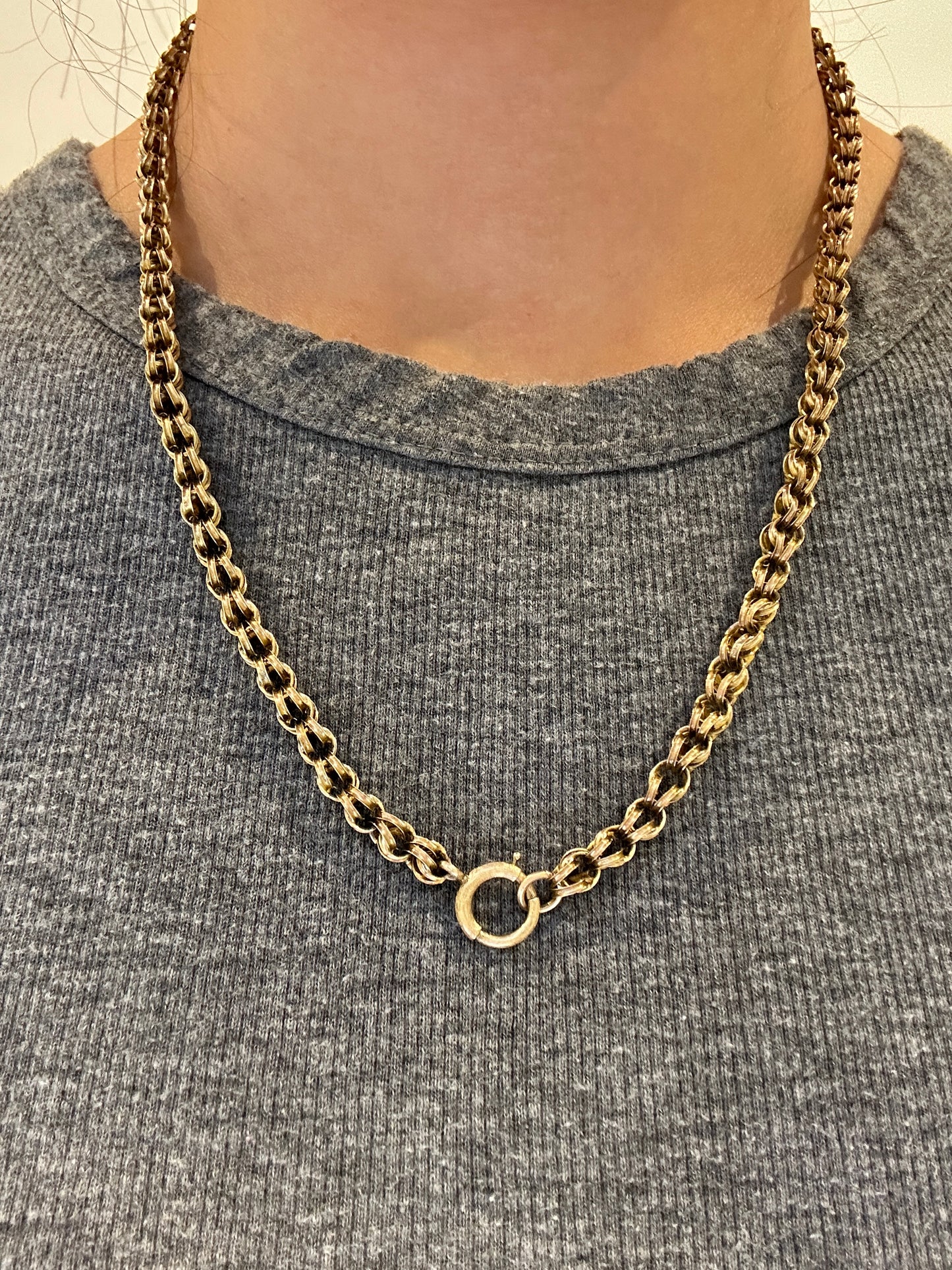 Antique 14K Yellow Gold Belcher Chain Necklace 20.0 inch