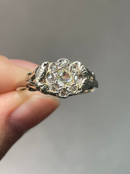 Antique 14K Gold 0.62 CTW Diamond Cluster Diamond Ring