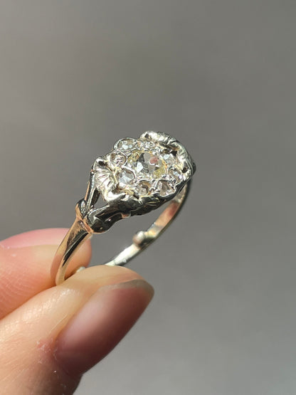 Antique 14K Gold 0.62 CTW Diamond Cluster Diamond Ring