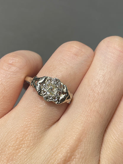 Antique 14K Gold 0.62 CTW Diamond Cluster Diamond Ring