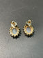 14K Yellow Gold Opal Diamond Halo Earring