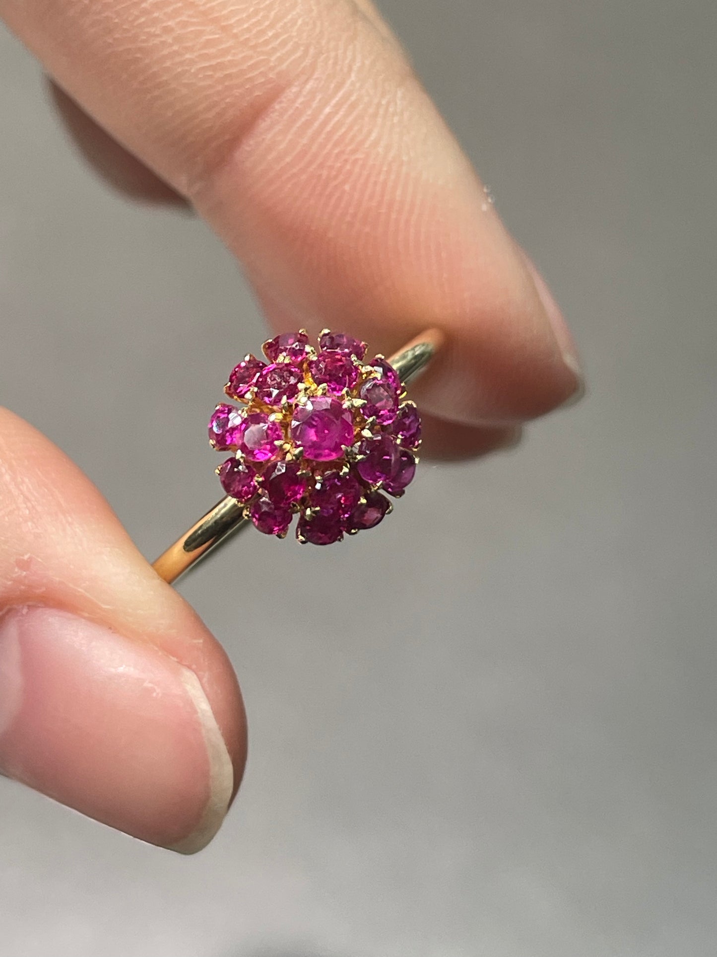 Vintage 14K Yellow Gold 1.61 CTW Ruby Cluster Conversion Ring