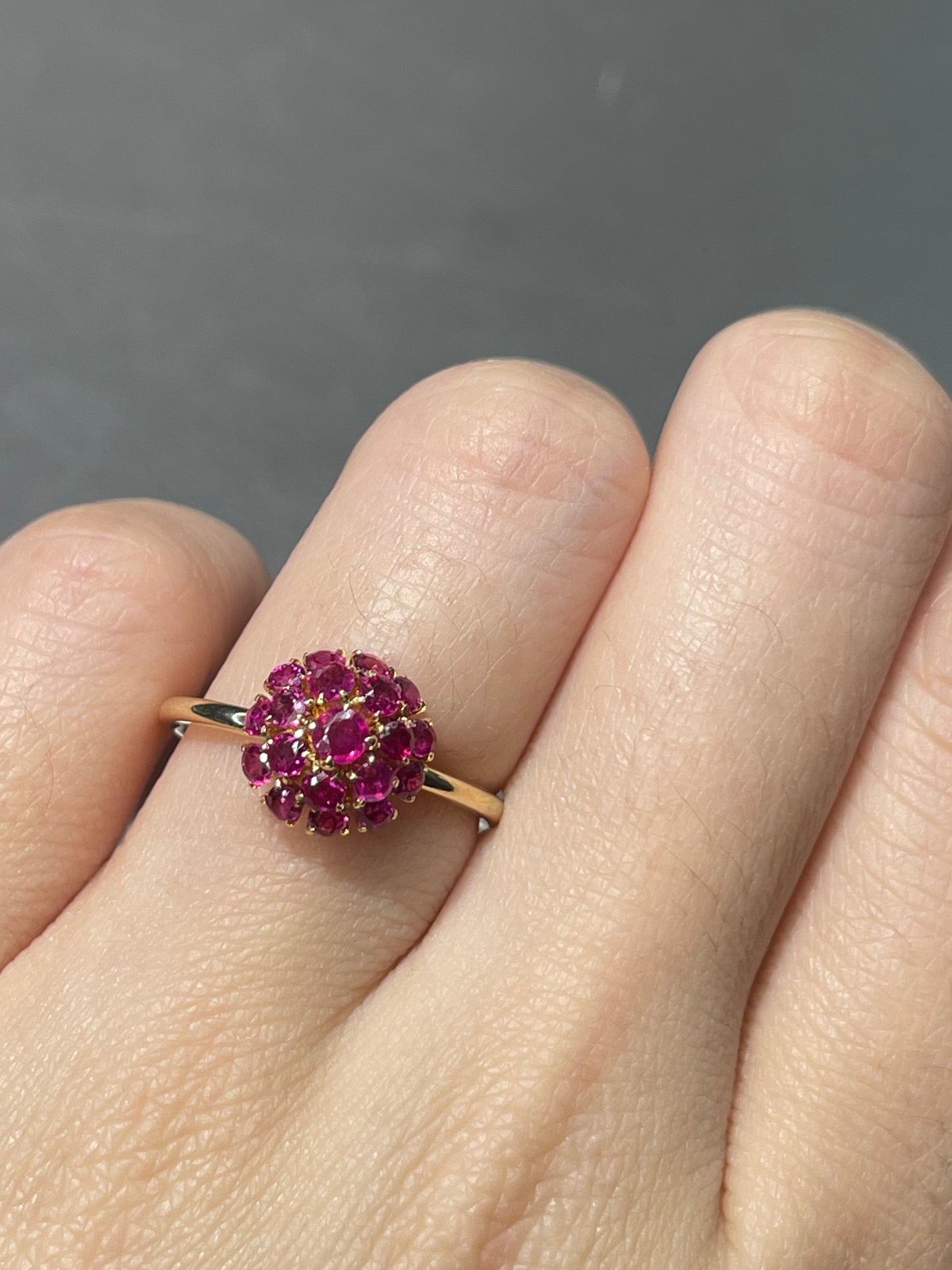 Vintage 14K Yellow Gold 1.61 CTW Ruby Cluster Conversion Ring