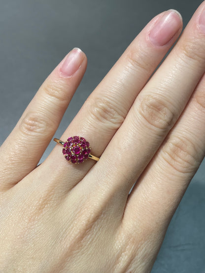 Vintage 14K Yellow Gold 1.61 CTW Ruby Cluster Conversion Ring