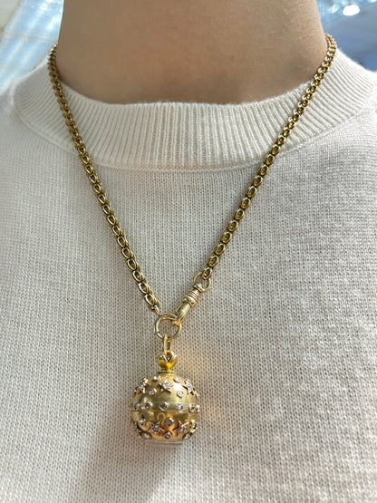 Antique French 18K Gold Diamond Celestial Orb Pendant Watch
