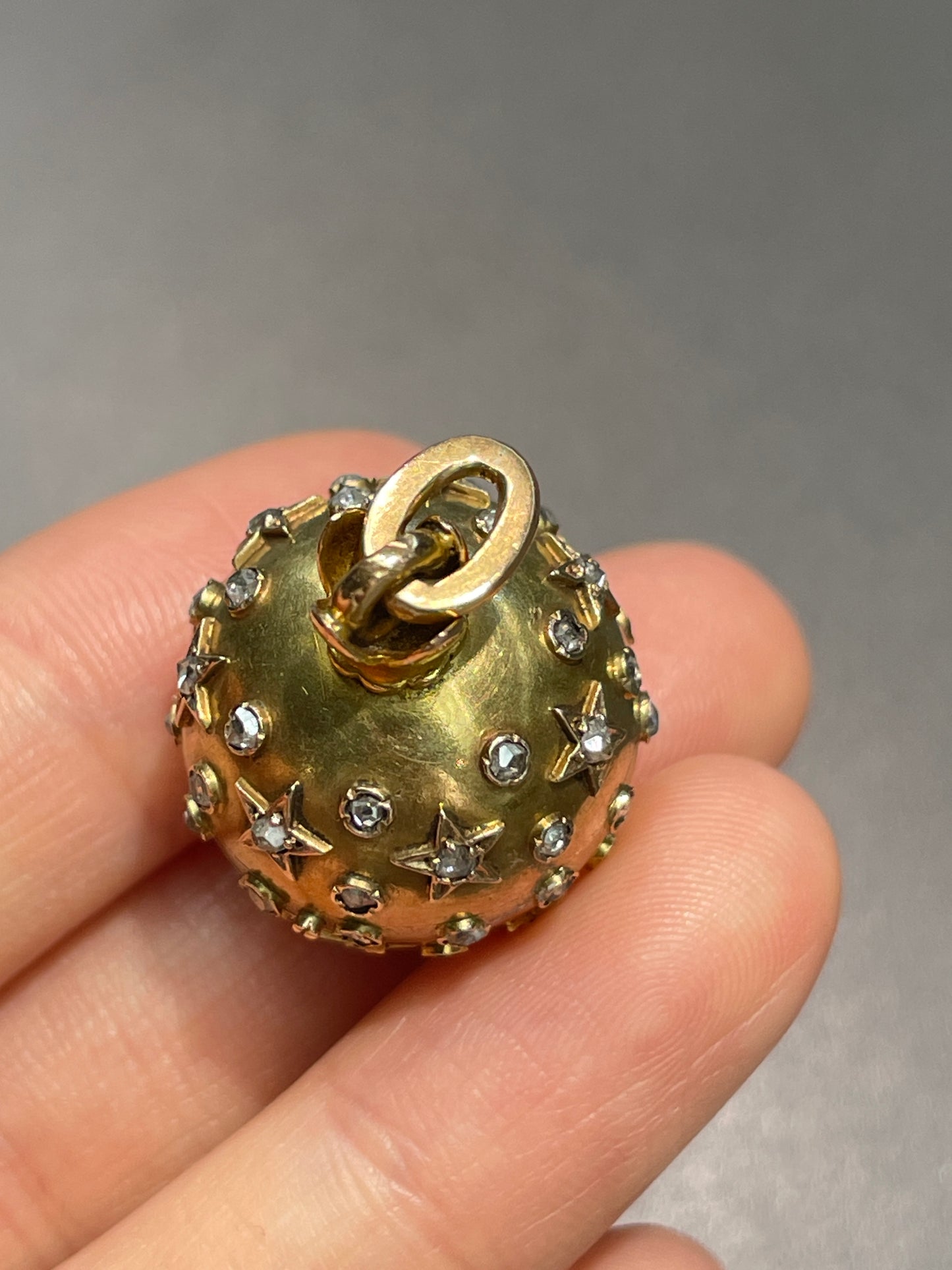 Antique French 18K Gold Diamond Celestial Orb Pendant Watch