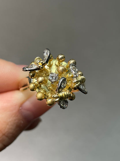 Vintage 14K Yellow Gold 0.35 CTW Diamond Bee En Tremblant Ring