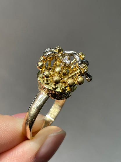 Vintage 14K Yellow Gold 0.35 CTW Diamond Bee En Tremblant Ring