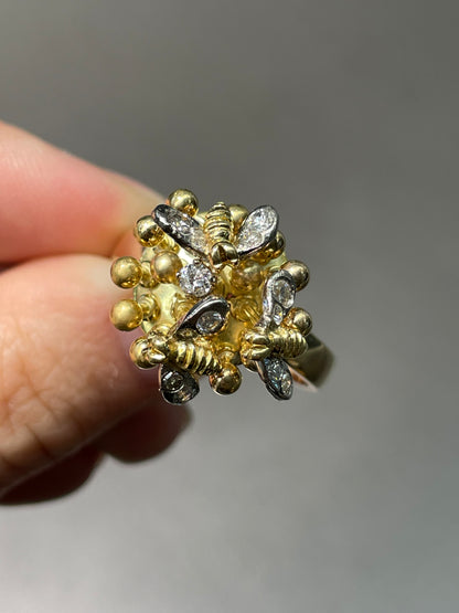 Vintage 14K Yellow Gold 0.35 CTW Diamond Bee En Tremblant Ring