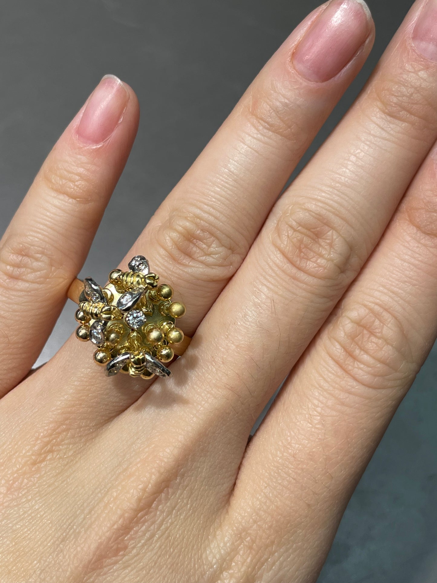 Vintage 14K Yellow Gold 0.35 CTW Diamond Bee En Tremblant Ring