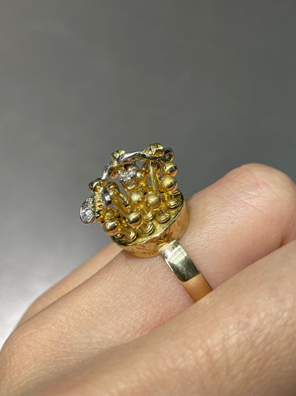 Vintage 14K Yellow Gold 0.35 CTW Diamond Bee En Tremblant Ring