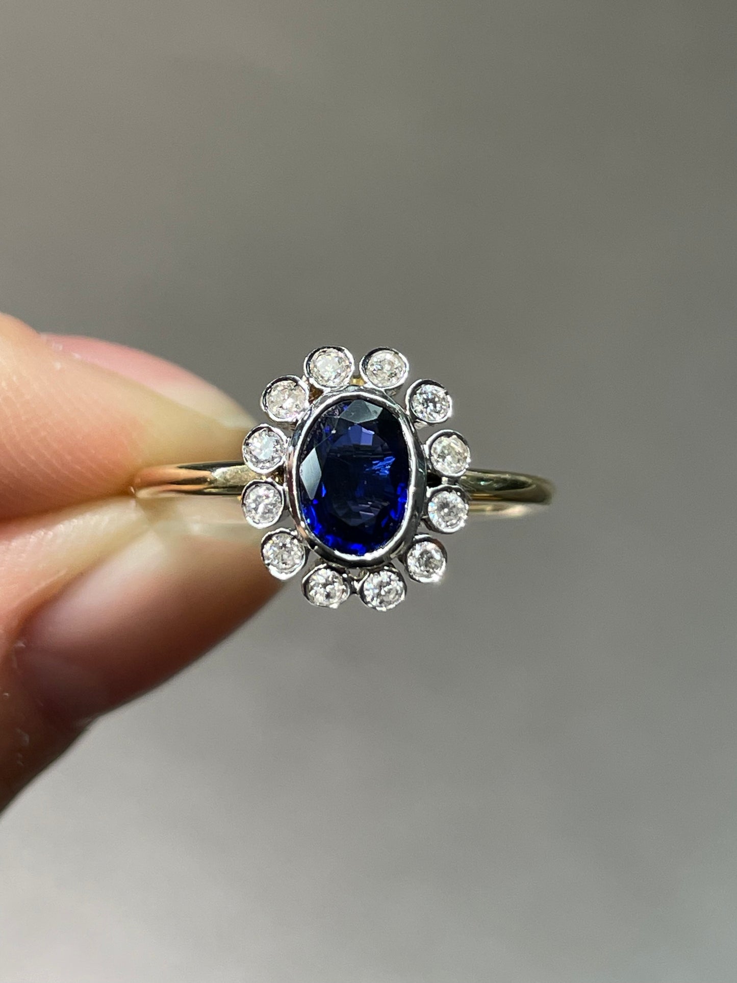 Edwardian Platinum 14K Gold 0.78 CTW Sapphire Diamond Halo Conversion Ring