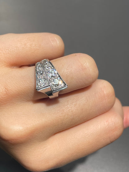 Antique 14K Gold 1.60CTW Diamond Nail Ring