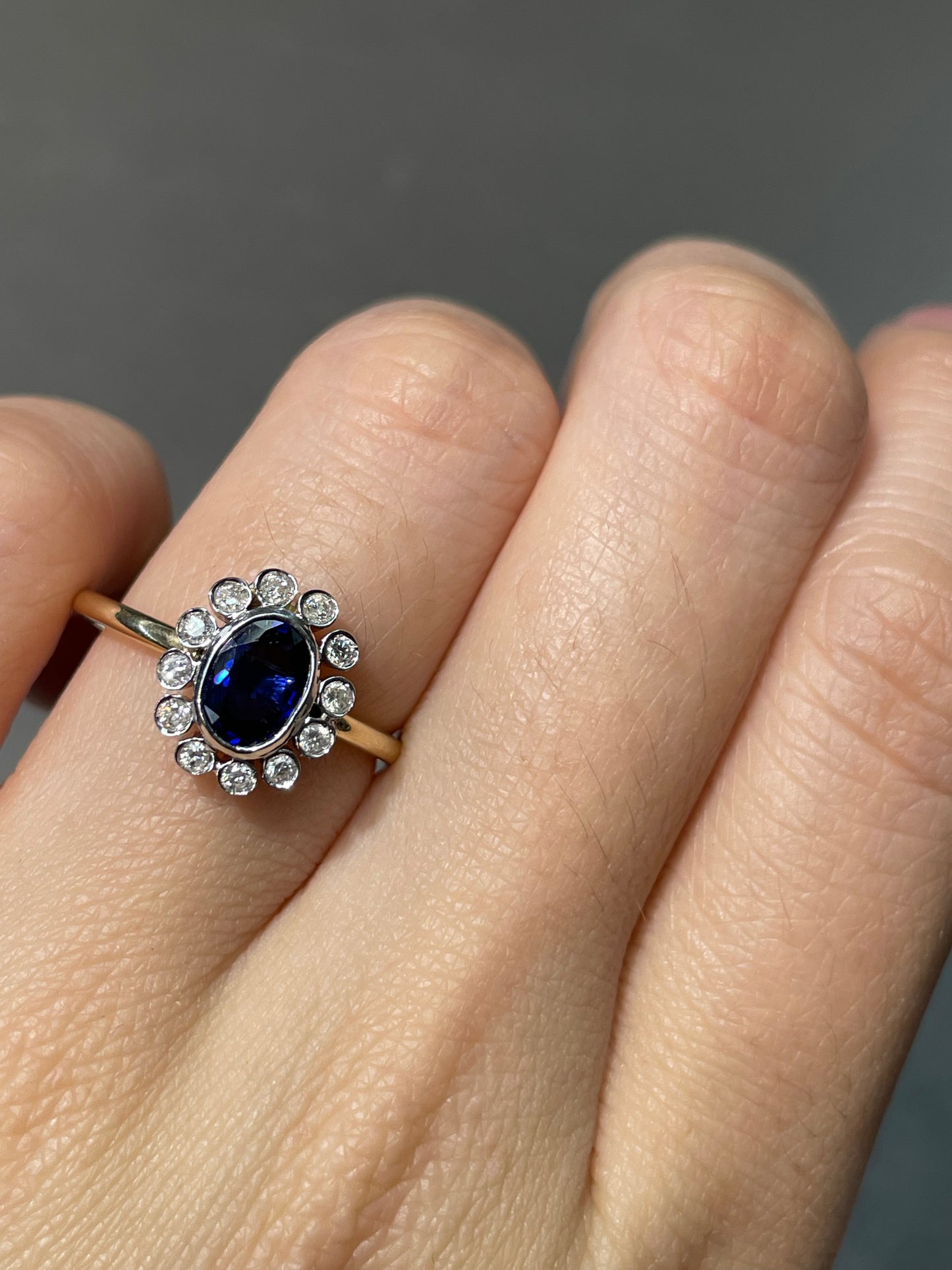Edwardian Platinum 14K Gold 0.78 CTW Sapphire Diamond Halo Conversion Ring