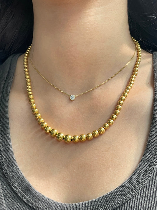 Vintage 14K Gold Graduated Bead Necklace