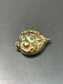 Victorian 14K Yellow Gold Ruby Emerald Diamond Repousse Scrolling Heart Pendant