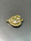 Victorian 14K Yellow Gold Ruby Emerald Diamond Repousse Scrolling Heart Pendant
