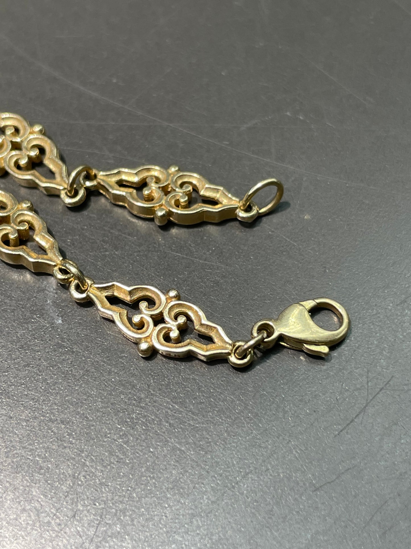 Vintage 14K Yellow Gold Fancy Motif Link Chain Necklace 24.0 inch