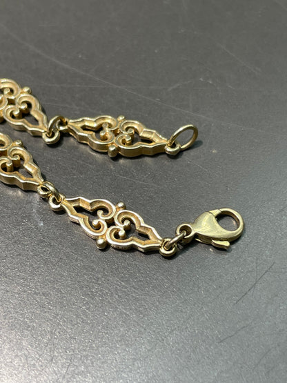 Vintage 14K Yellow Gold Fancy Motif Link Chain Necklace 24.0 inch