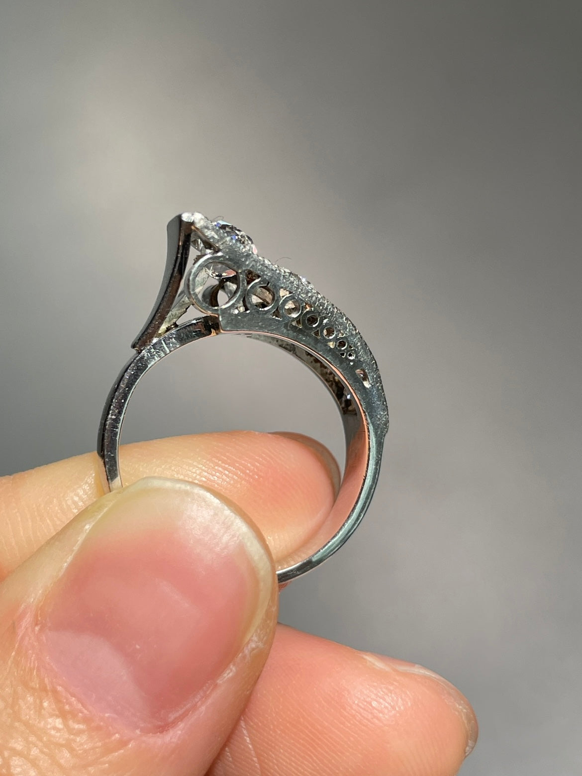 Antique 14K Gold 1.60CTW Diamond Nail Ring