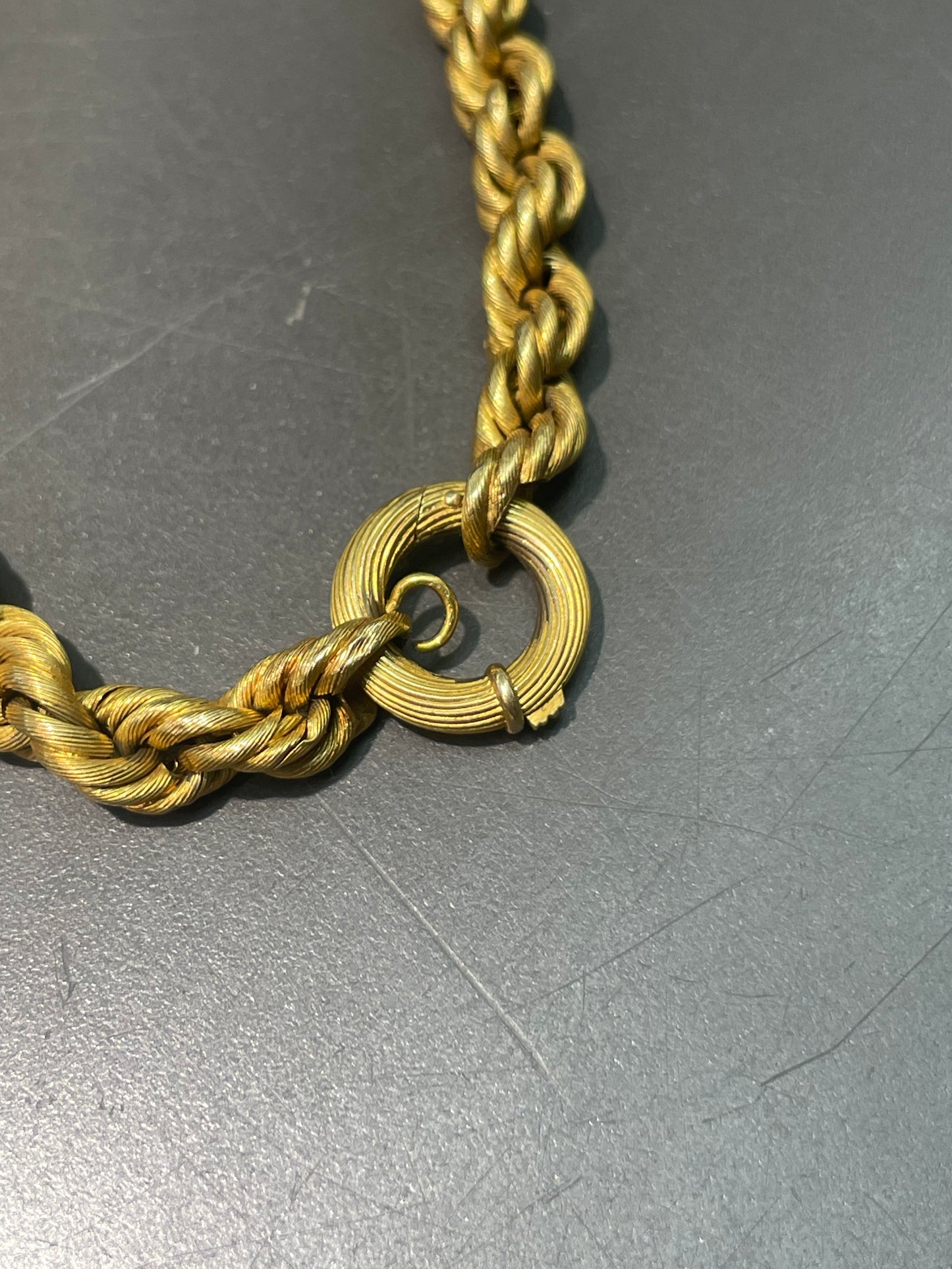 Antique 18K Yellow Gold Twisted Rope Chain Link Necklace
