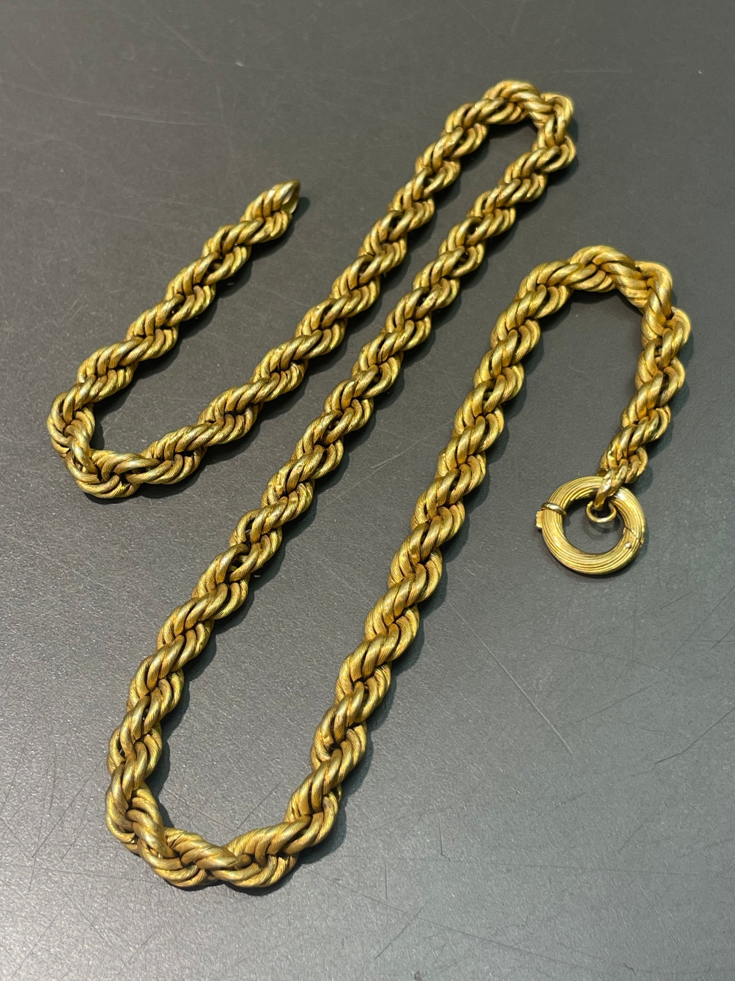 Antique 18K Yellow Gold Twisted Rope Chain Link Necklace