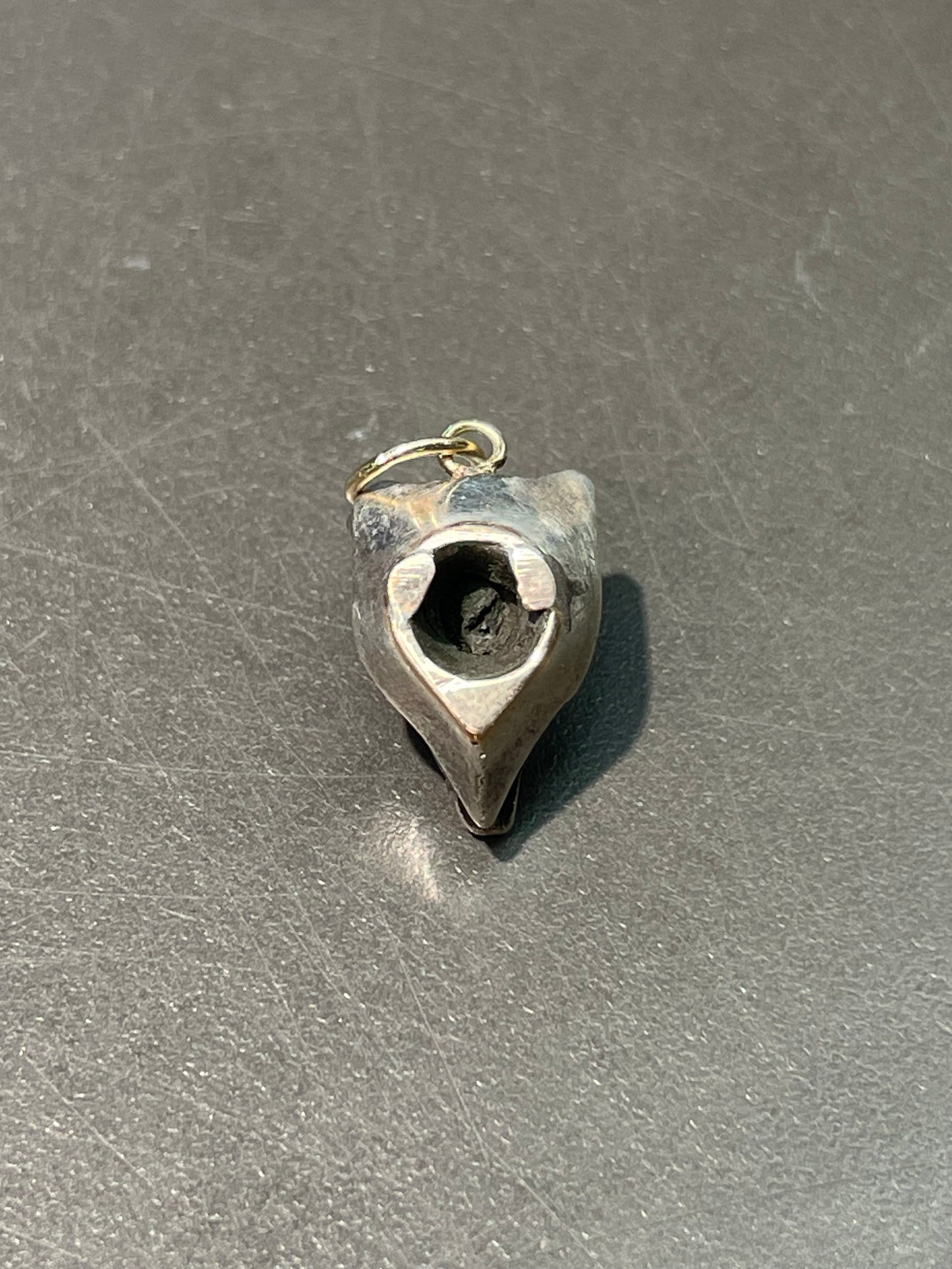 Antique Silver Topped 14K Yellow Gold Natural Sapphire Diamond Fox Charm