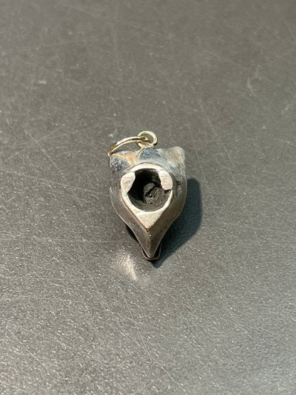Antique Silver Topped 14K Yellow Gold Natural Sapphire Diamond Fox Charm