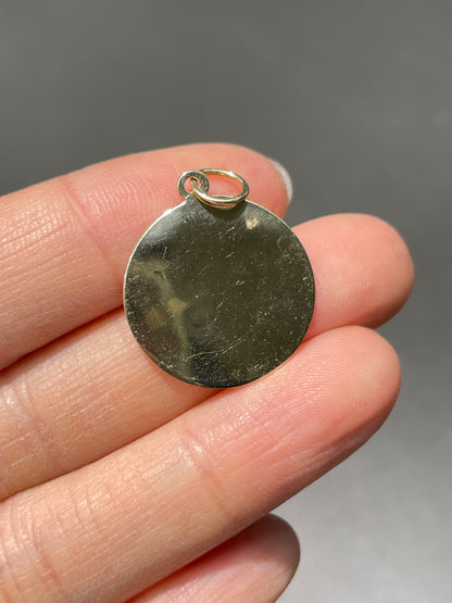 Vintage 14K Yellow Gold Engine Turned Circle Charm