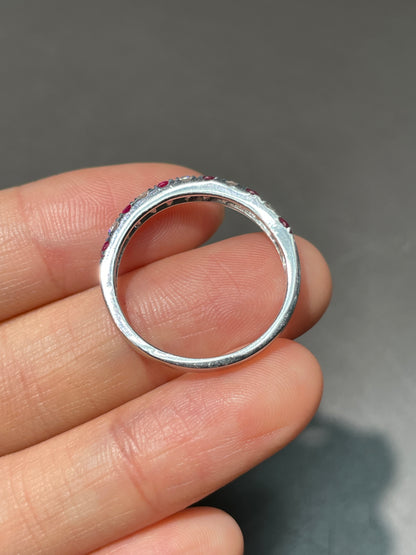 18K Gold Ruby Diamond Half Eternity Band