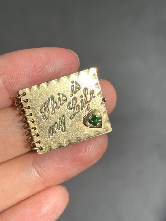 Vintage 14K Gold Articulated "This is My Life" Booklet Charm