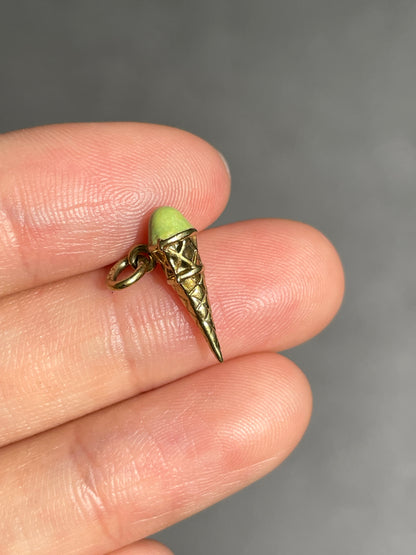 Vintage 14K Gold Enamel Ice Cream Charm