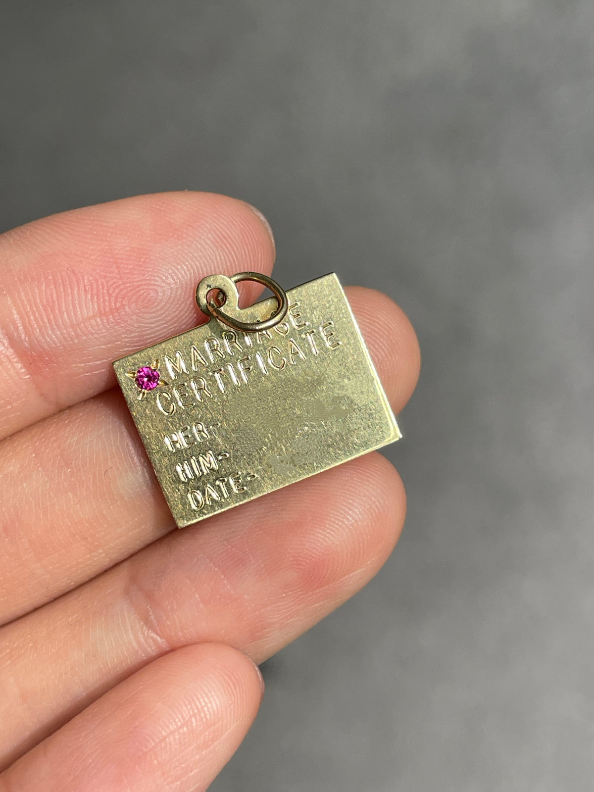 Vintage 14K Gold Engravable Marriage Certificate Charm