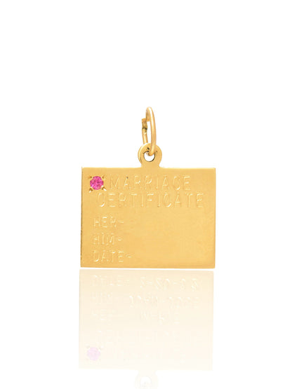 Vintage 14K Gold Engravable Marriage Certificate Charm