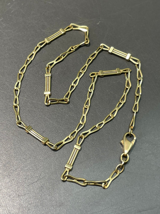 18K Yellow Gold Fancy Link Necklace 16.5 inch
